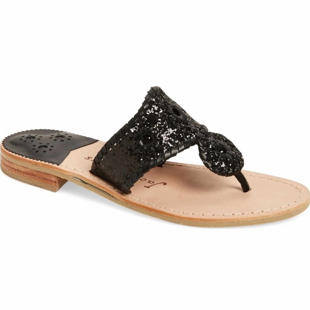 Jack Rogers Black Sparkle Sandal Size 7